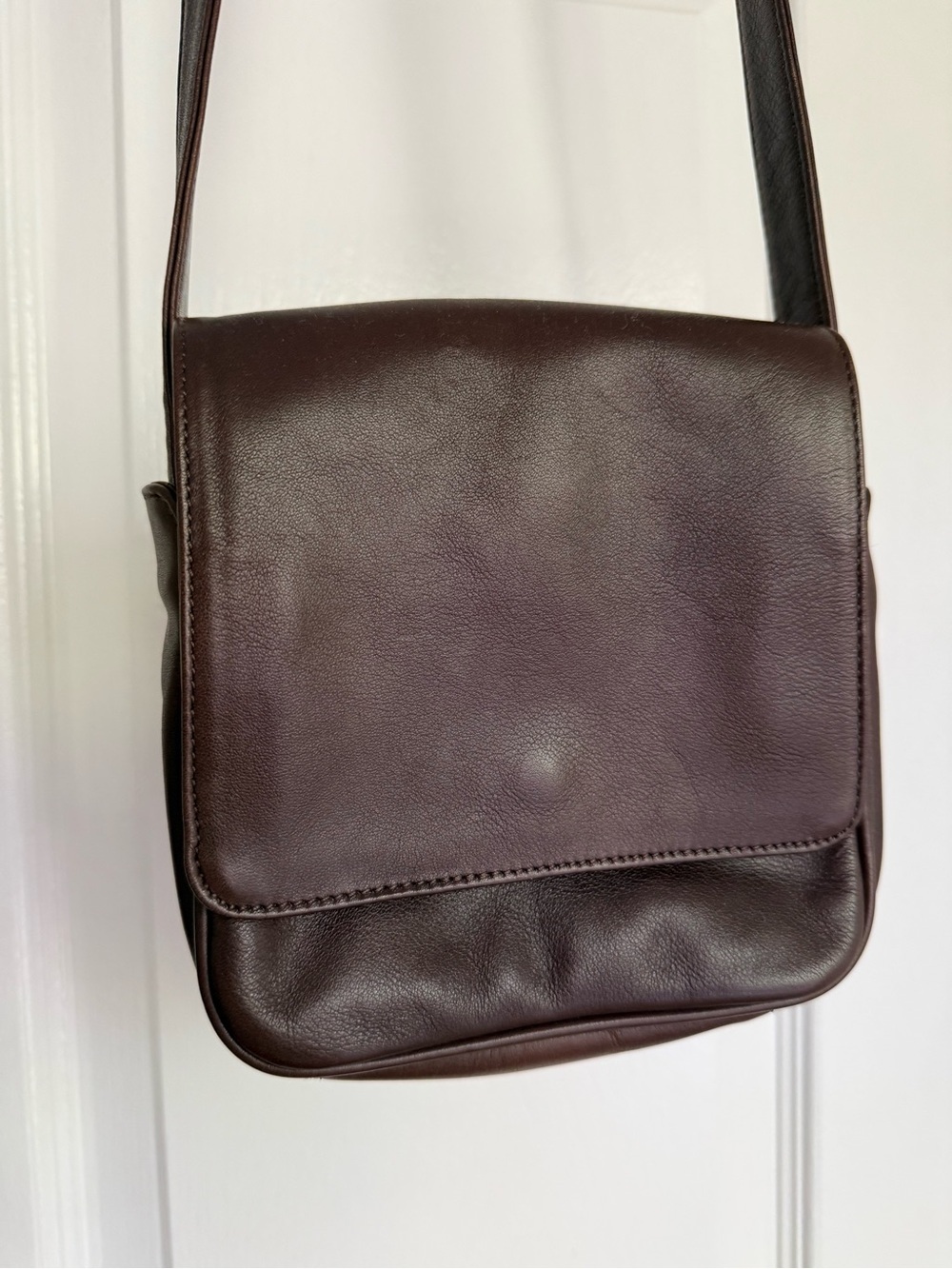 Vintage Italian Leather Crossbody Bag Dark Brown Adjustable Strap Mini Purse - Picture 2 of 13